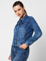Womens Dark Blue Long Sleeves Jackets & Shrugs
