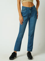 Women Blue High Rise Relaxed Straight Fit