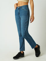Women Blue High Rise Relaxed Straight Fit