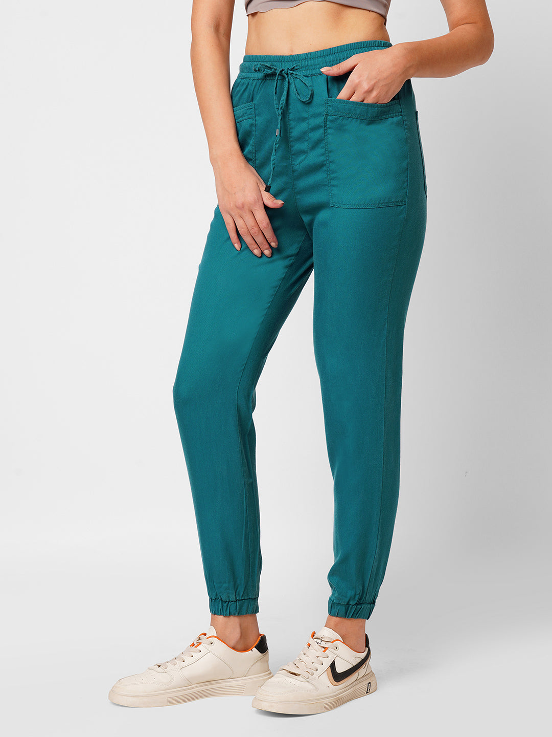 Women Light Teal Mid Rise Jogger