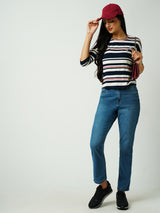 Women Blue High Rise Relaxed Straight Fit