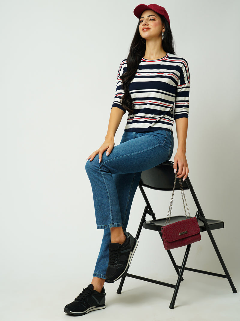 Women Blue High Rise Relaxed Straight Fit