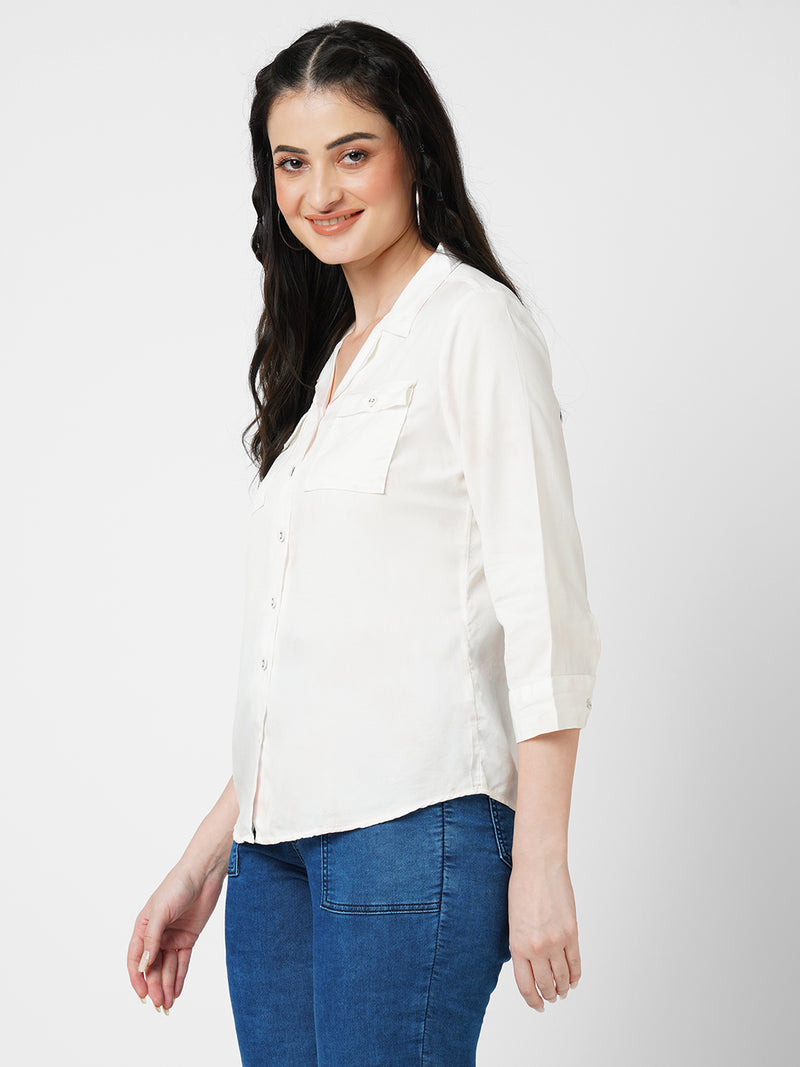 Women Blush Pink Tie & Dye Three-Quarter Sleeves Shirts