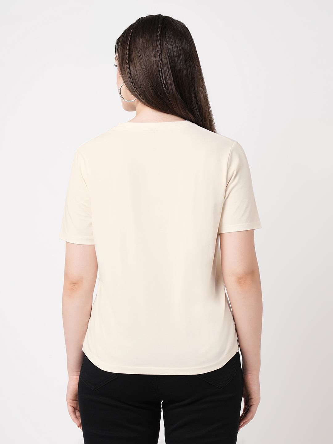 Women Ivory Printed Slim T-Shirt