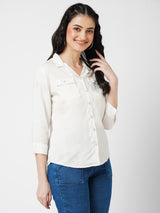 Women Blush Pink Tie & Dye Three-Quarter Sleeves Shirts