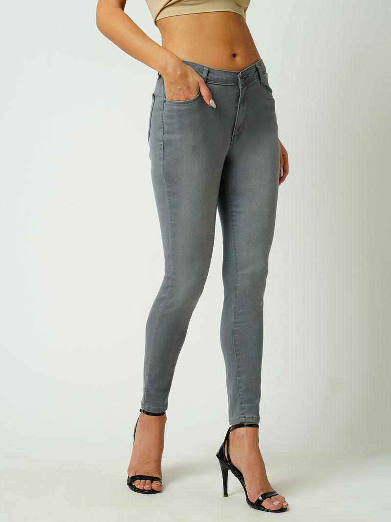 Women Grey High Rise Skinny Jeans