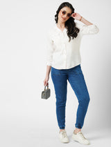 Women Blush Pink Tie & Dye Three-Quarter Sleeves Shirts