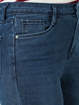 Women Dark Blue K5094 High Rise Mini Flare Jeans