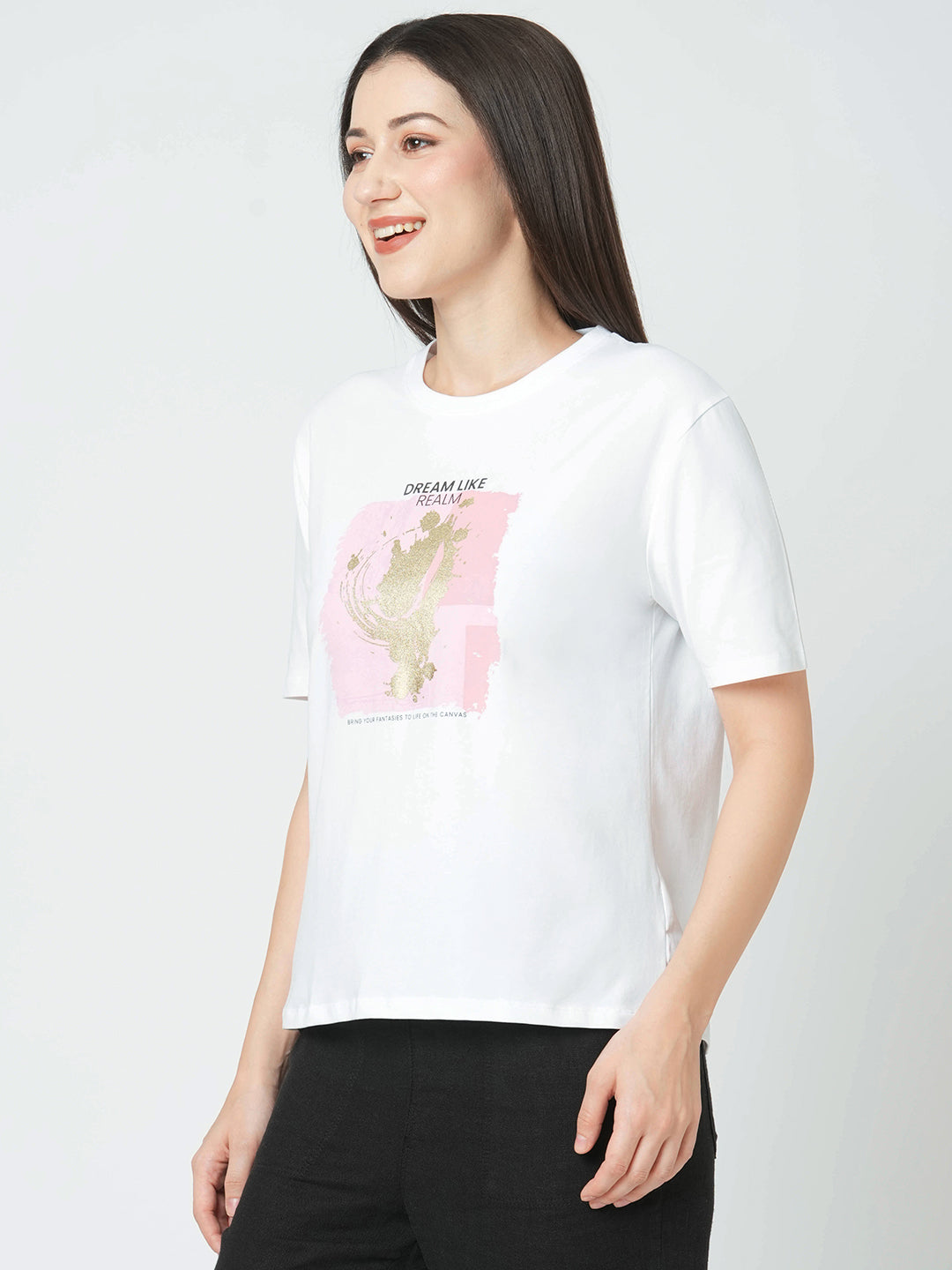Women Slim Fit Boxy Graphic Tees