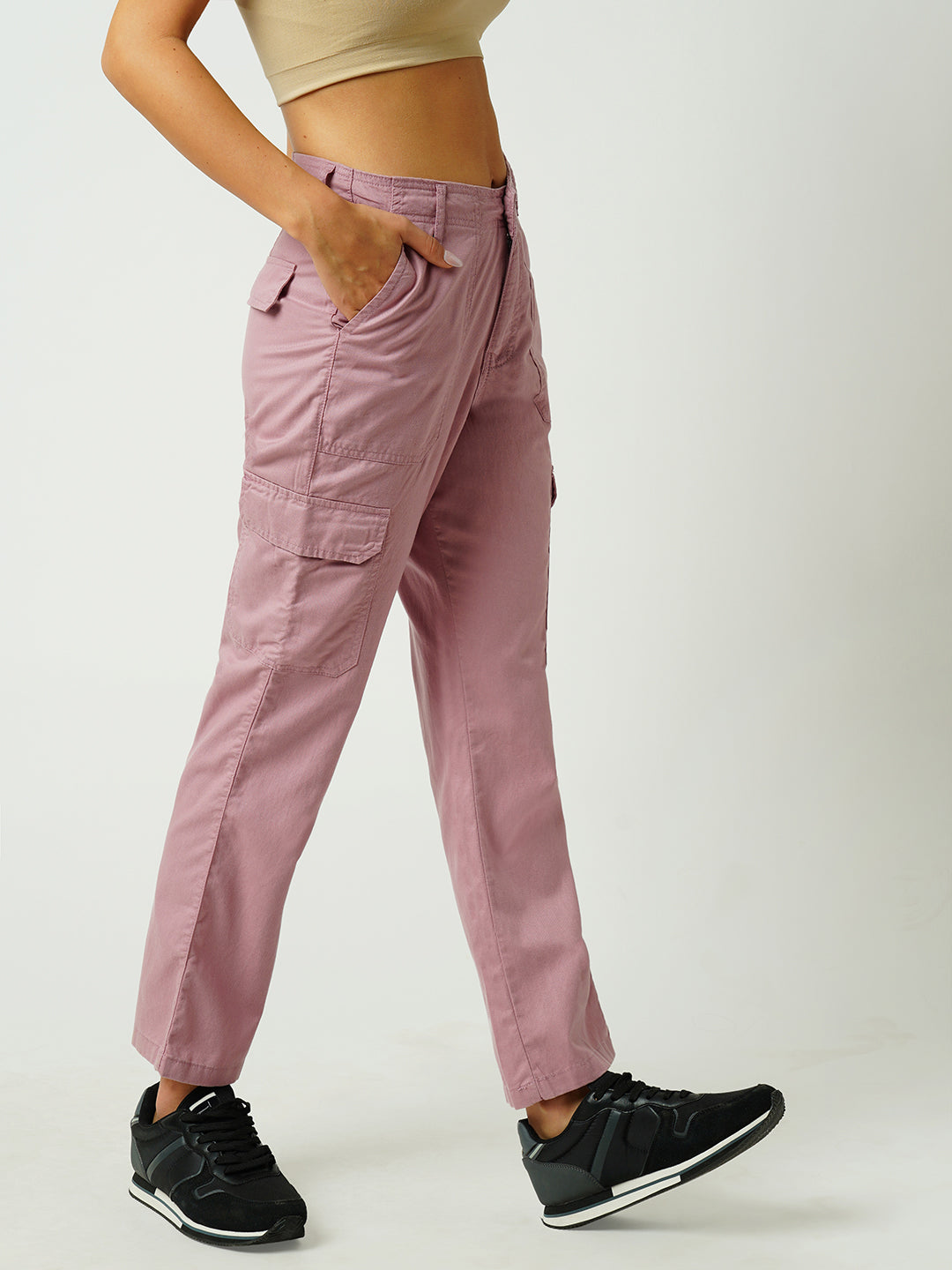 Women Old Rose Mid-Rise Cargo