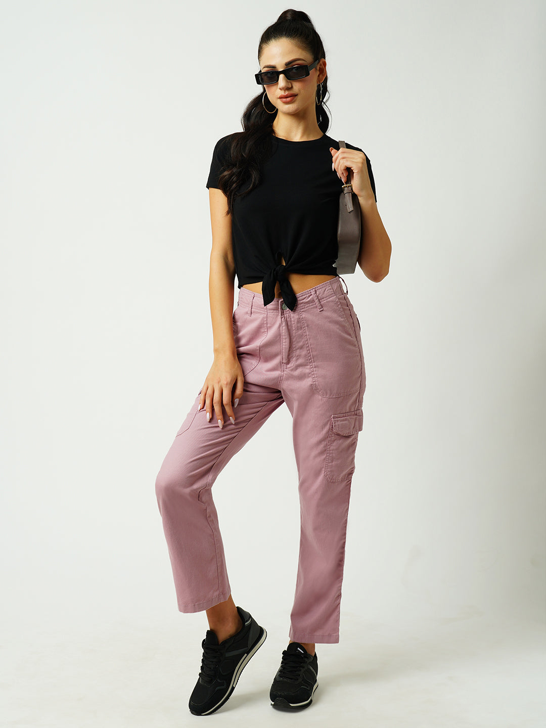 Women Black Crop T-Shirt