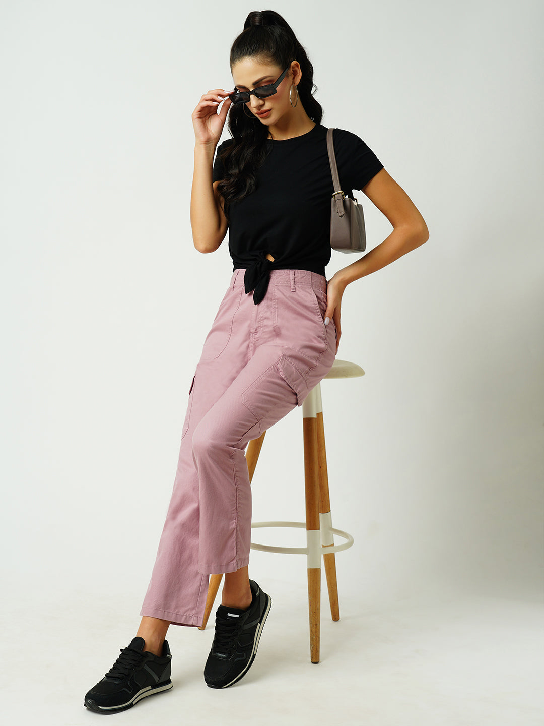 Women Black Crop T-Shirt