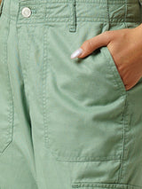 Women Mint Green Mid Rise Cargo