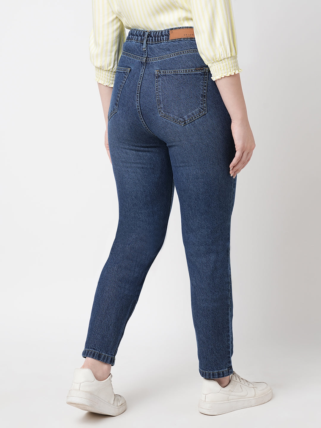 Women Blue High-Rise Mom Fit Jeans