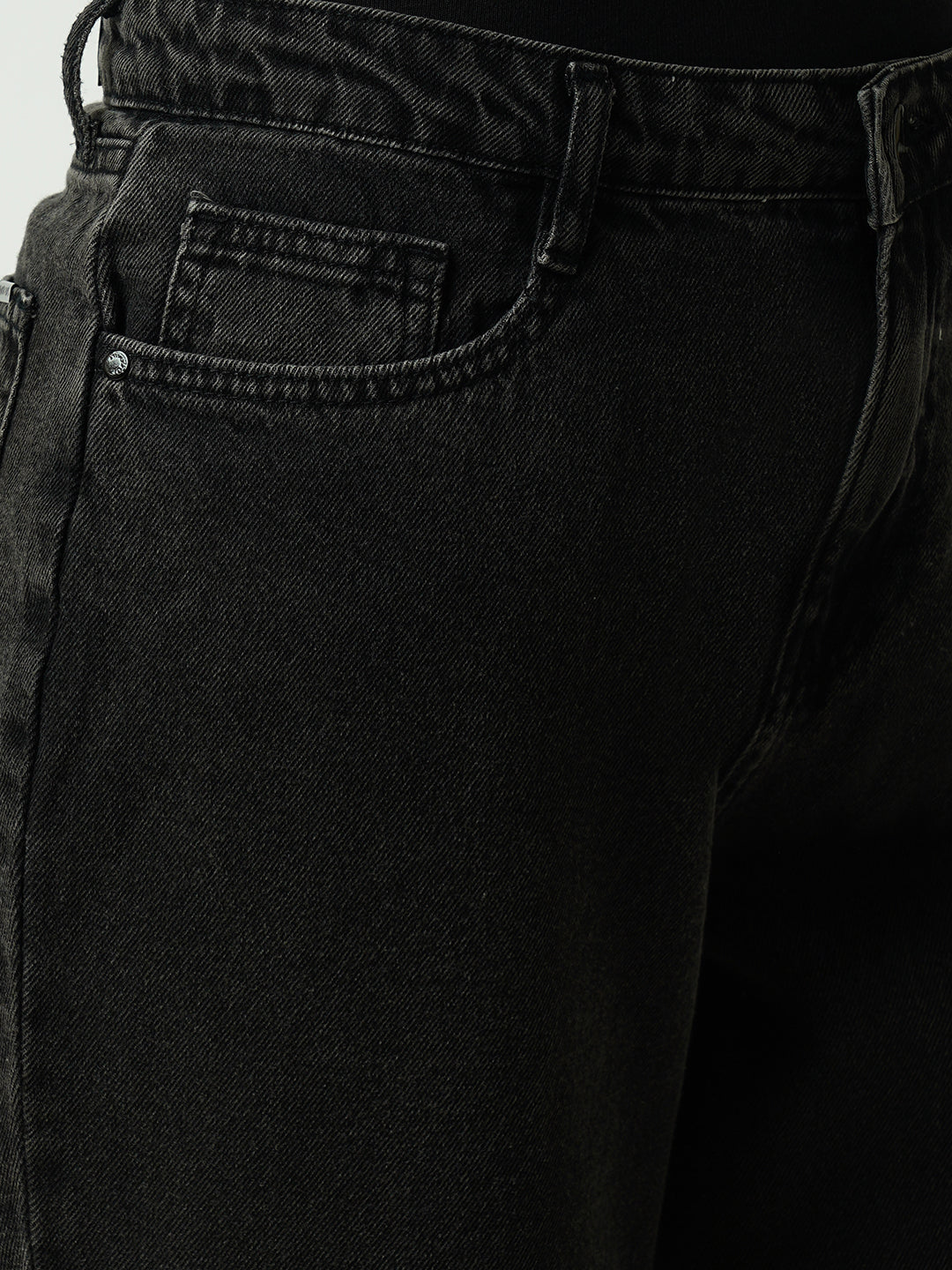 Women Black High-Rise Loose Straight Jeans