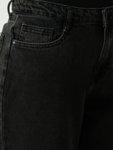 Women Black High Rise Loose Straight