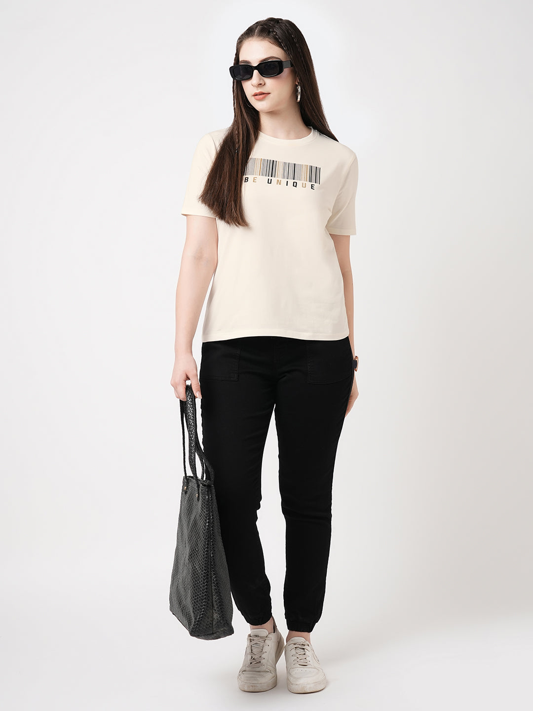 Women Ivory Printed Slim T-Shirt