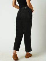 Women Black High Rise Loose Straight