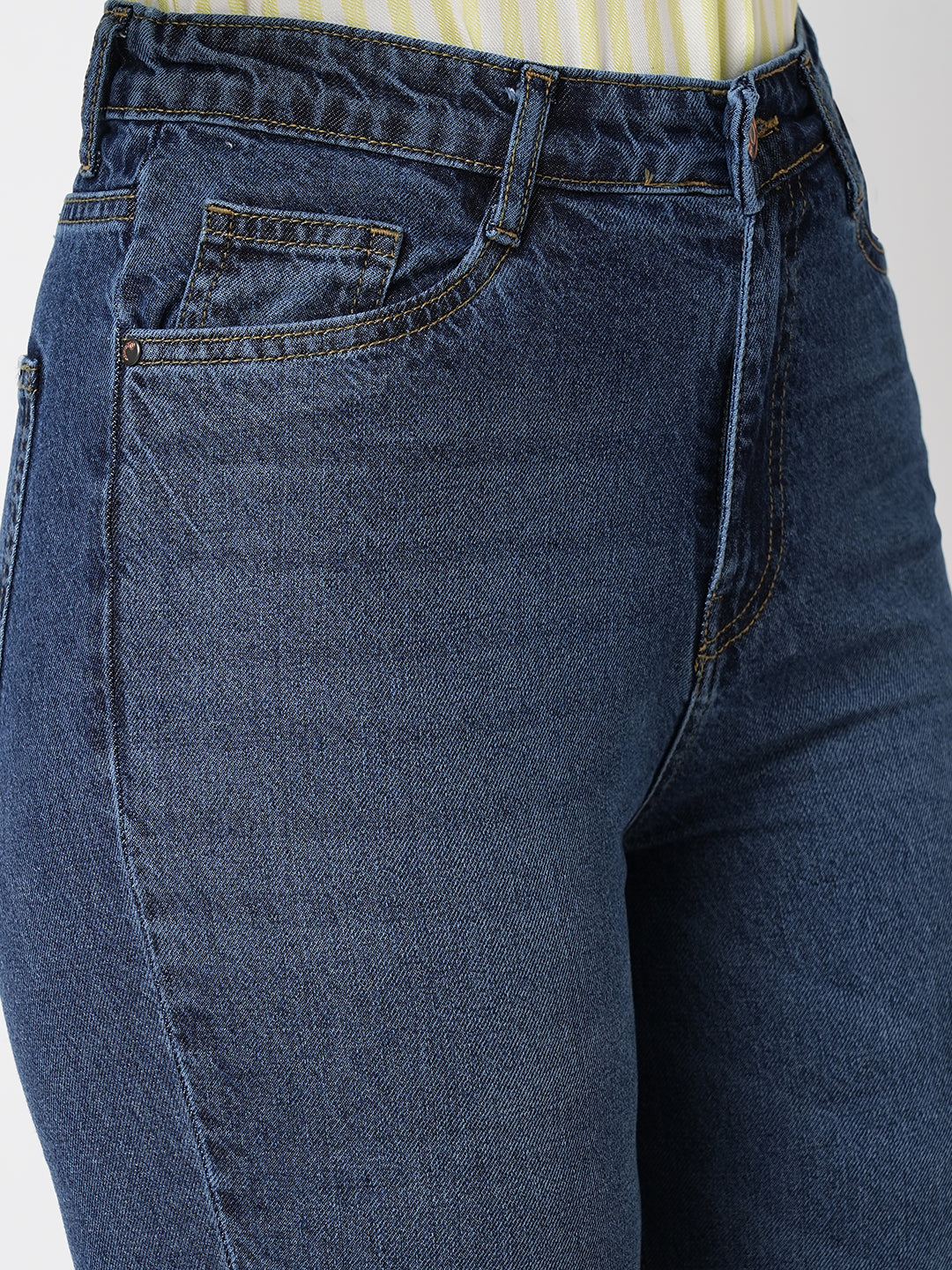 Women Blue High-Rise Mom Fit Jeans