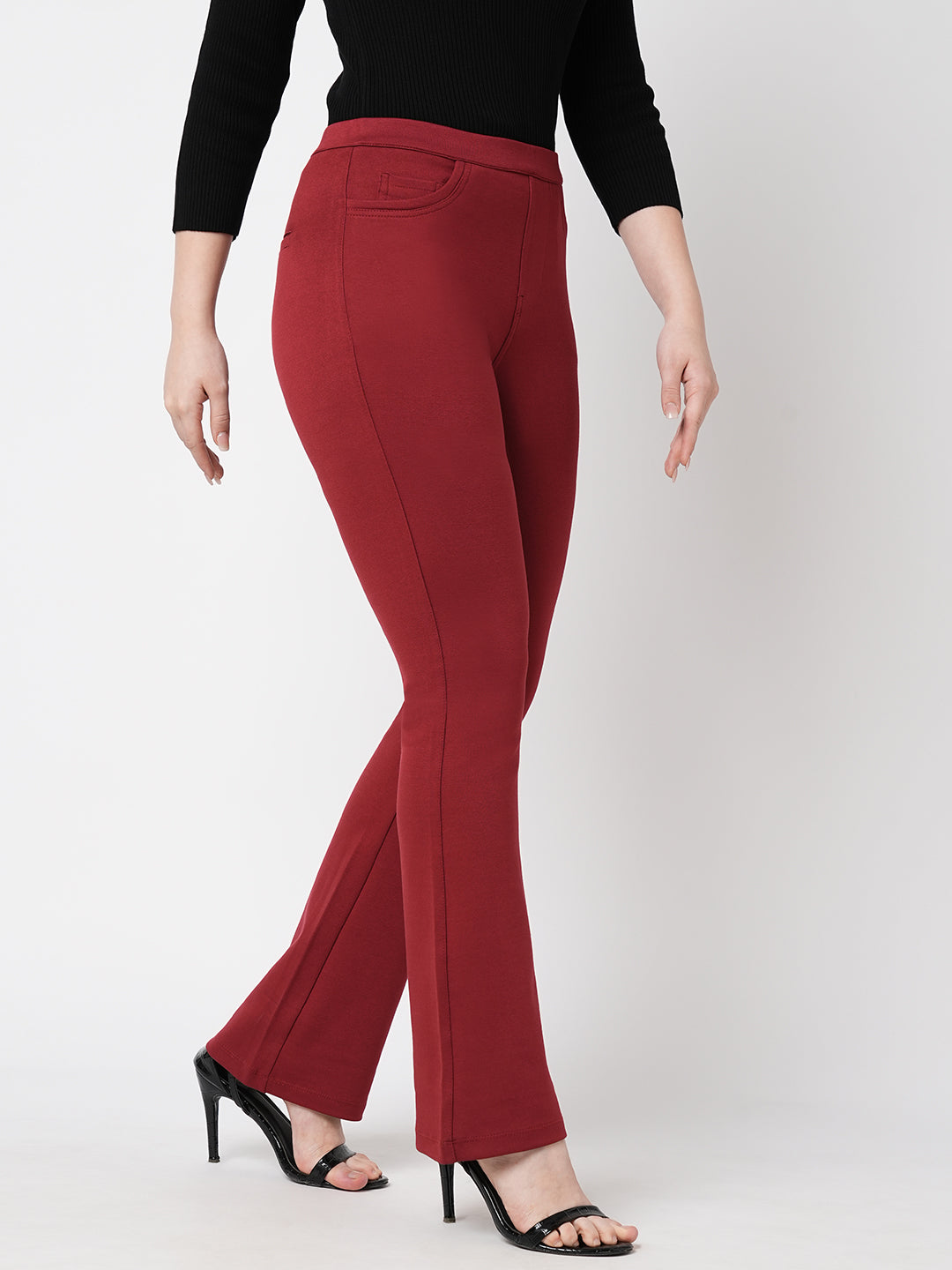 Women Brick Mini Flare Treggings