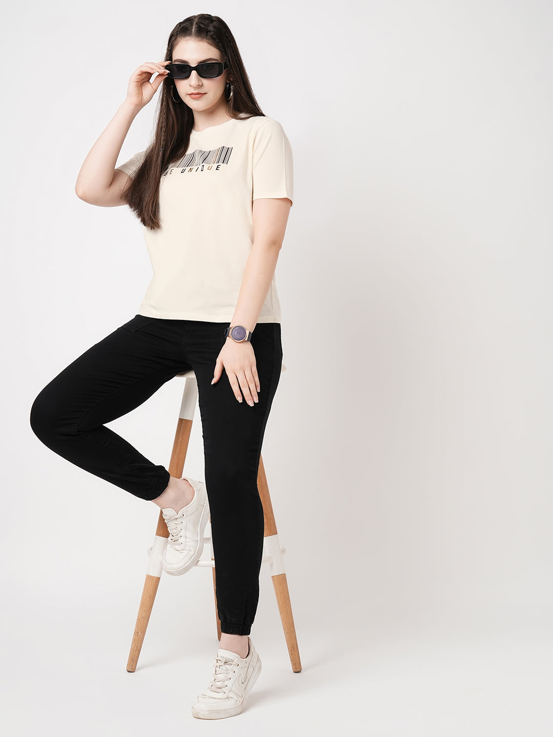 Women Ivory Printed Slim T-Shirt