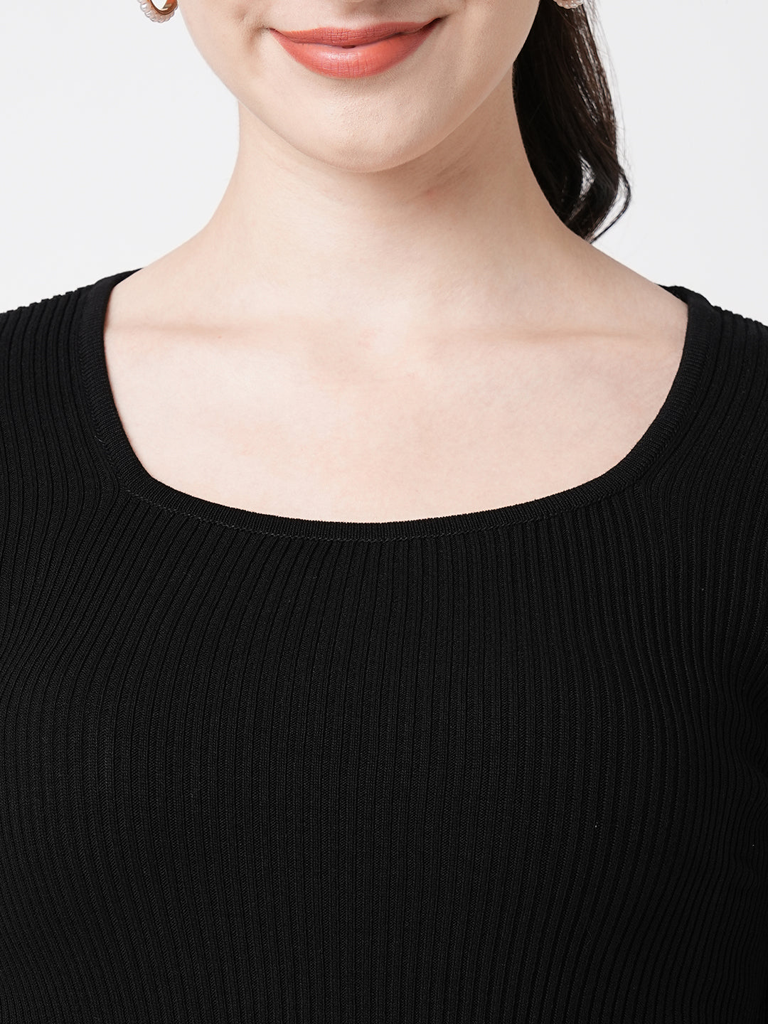 Women Black Flat Knit
