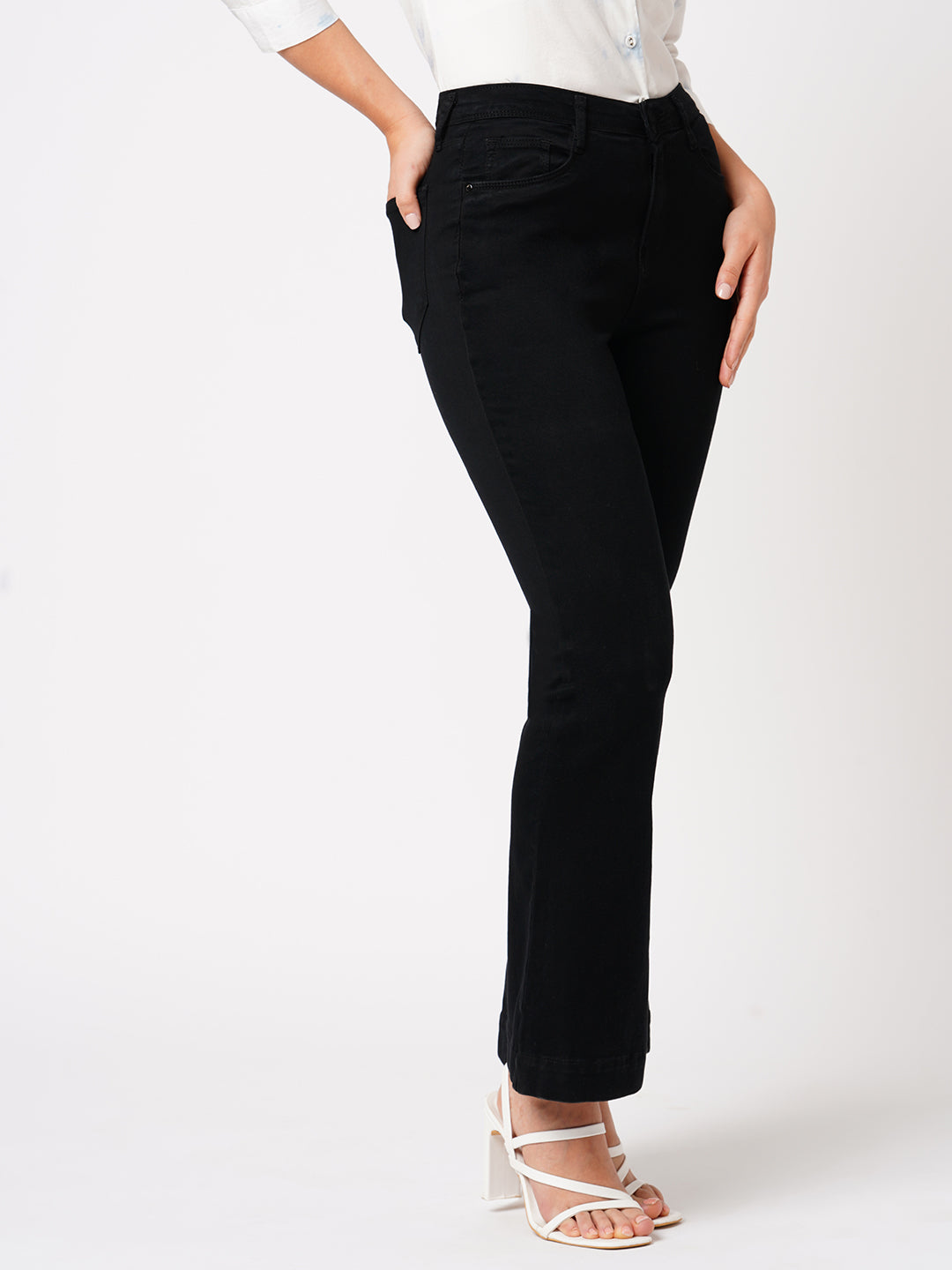 Women Black High-Rise Flare Jeans
