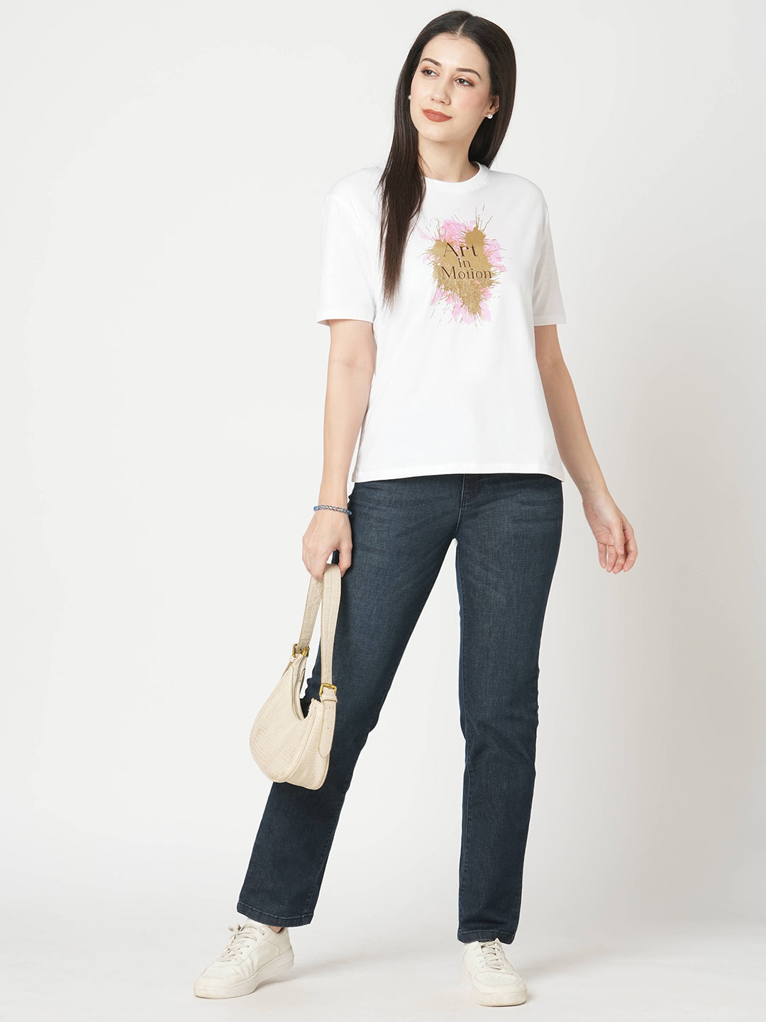 Women White Boxy Graphic Tees