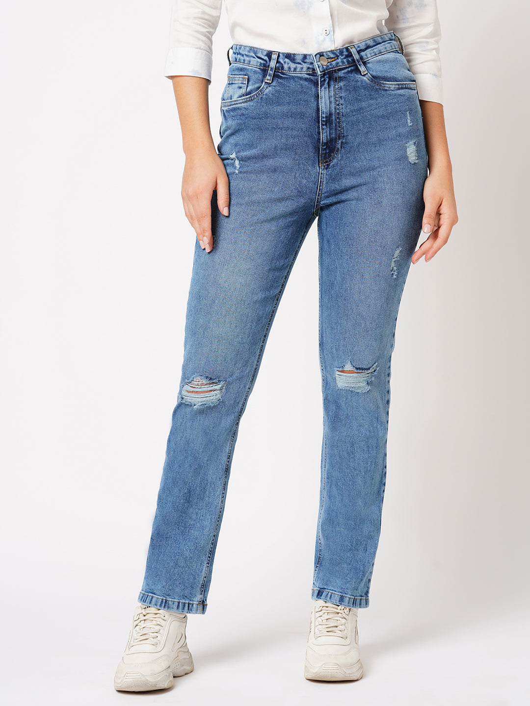Women High-Rise Relaxed Straight Fit Jeans