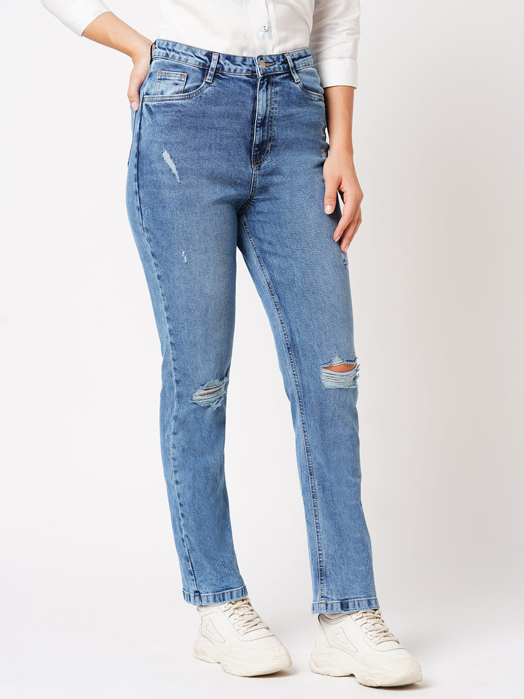 Women High-Rise Relaxed Straight Fit Jeans