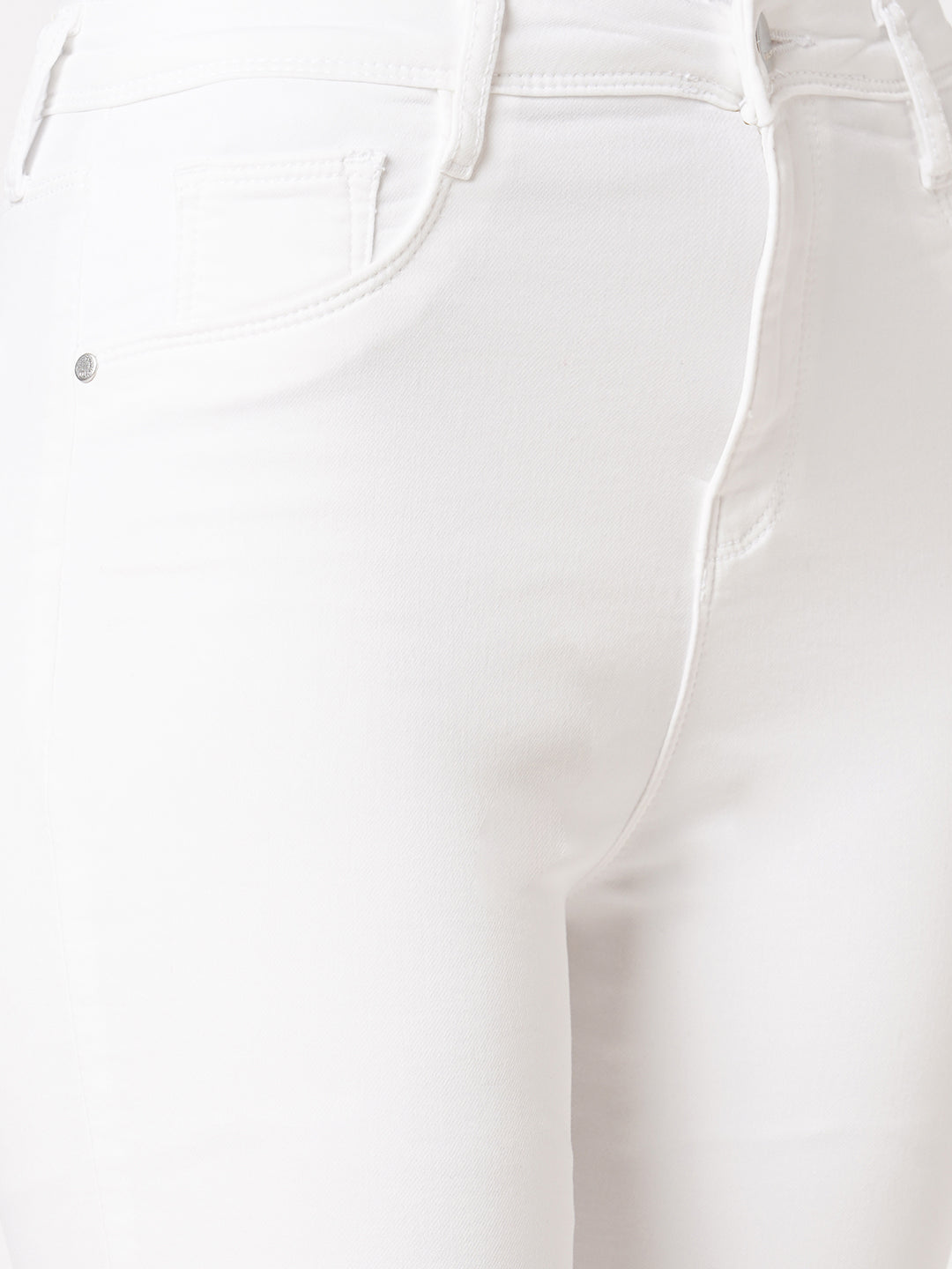 Women White High-Rise Mini Flare Jeans