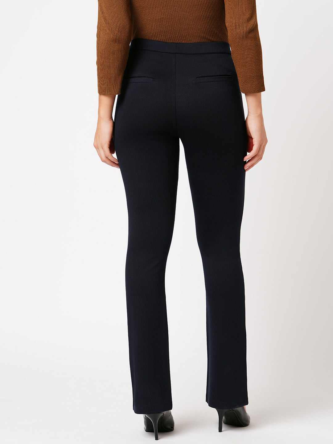 Women Navy Mini Flare Treggings