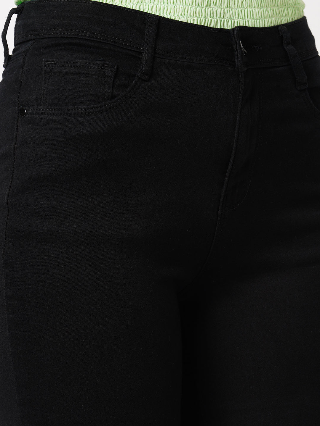 Women Black High-Rise Mini Flare Jeans