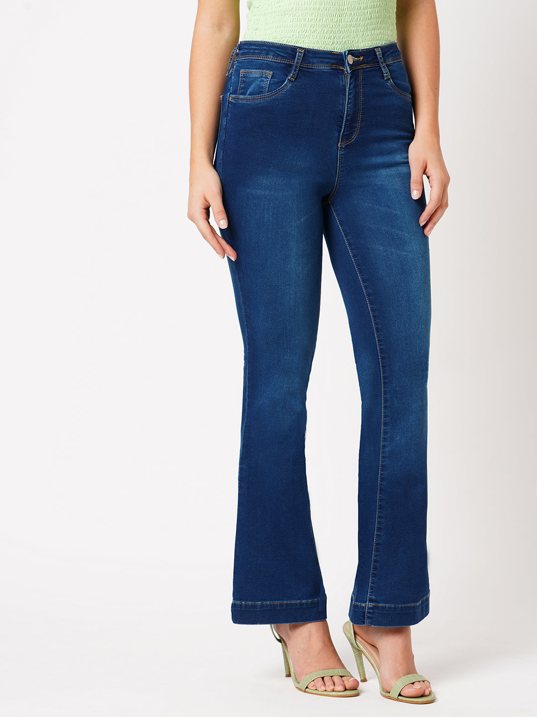 Women Blue High-Rise Flare Jeans