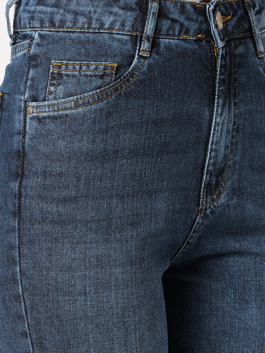 Women Dark Blue High-Rise Relax Straight Fit Jeans