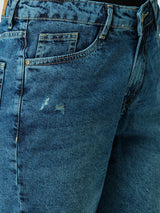 Women Blue High Rise Comfort Ripped Shorts