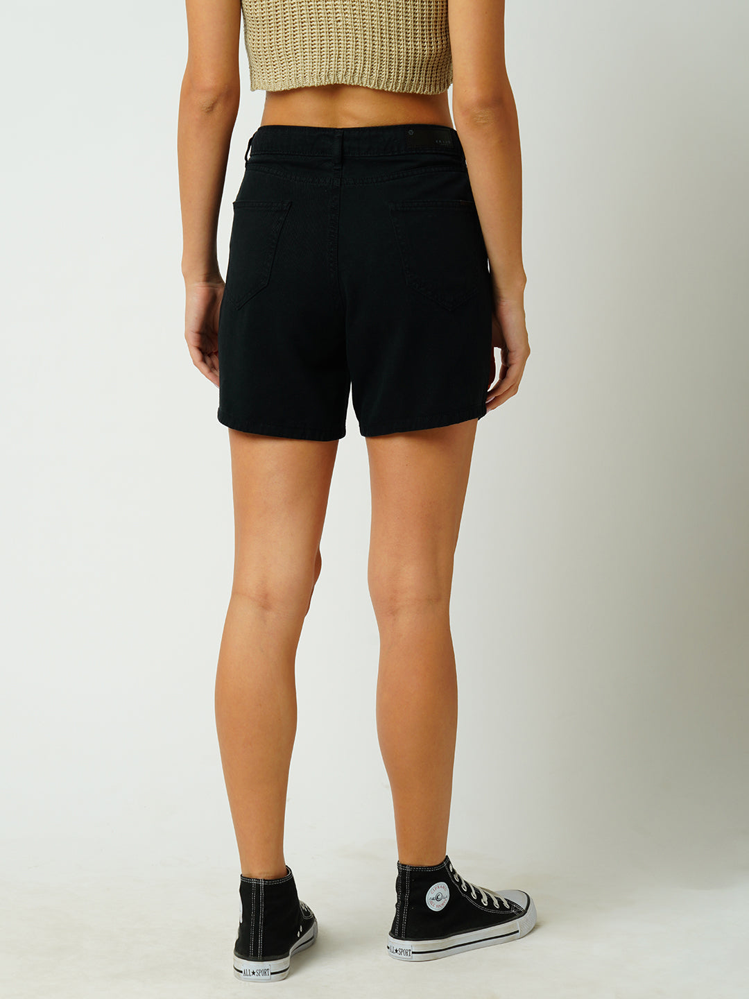 Women Black High-Rise Slim Shorts