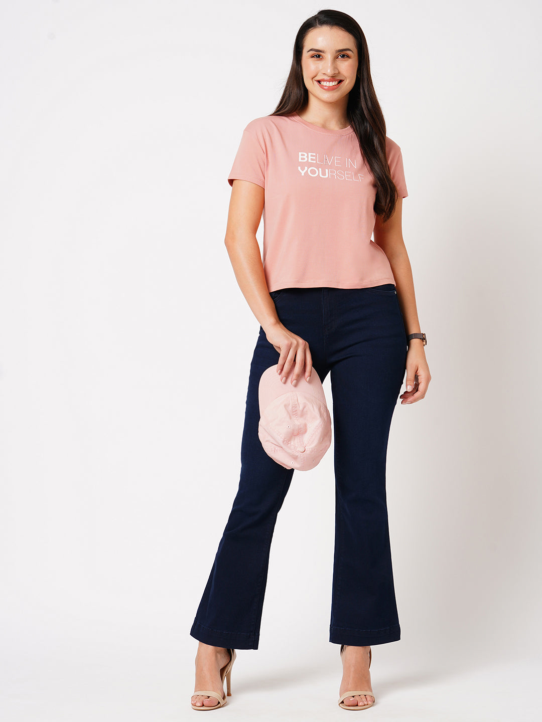 Women Dark Blue High-Rise Flare Jeans