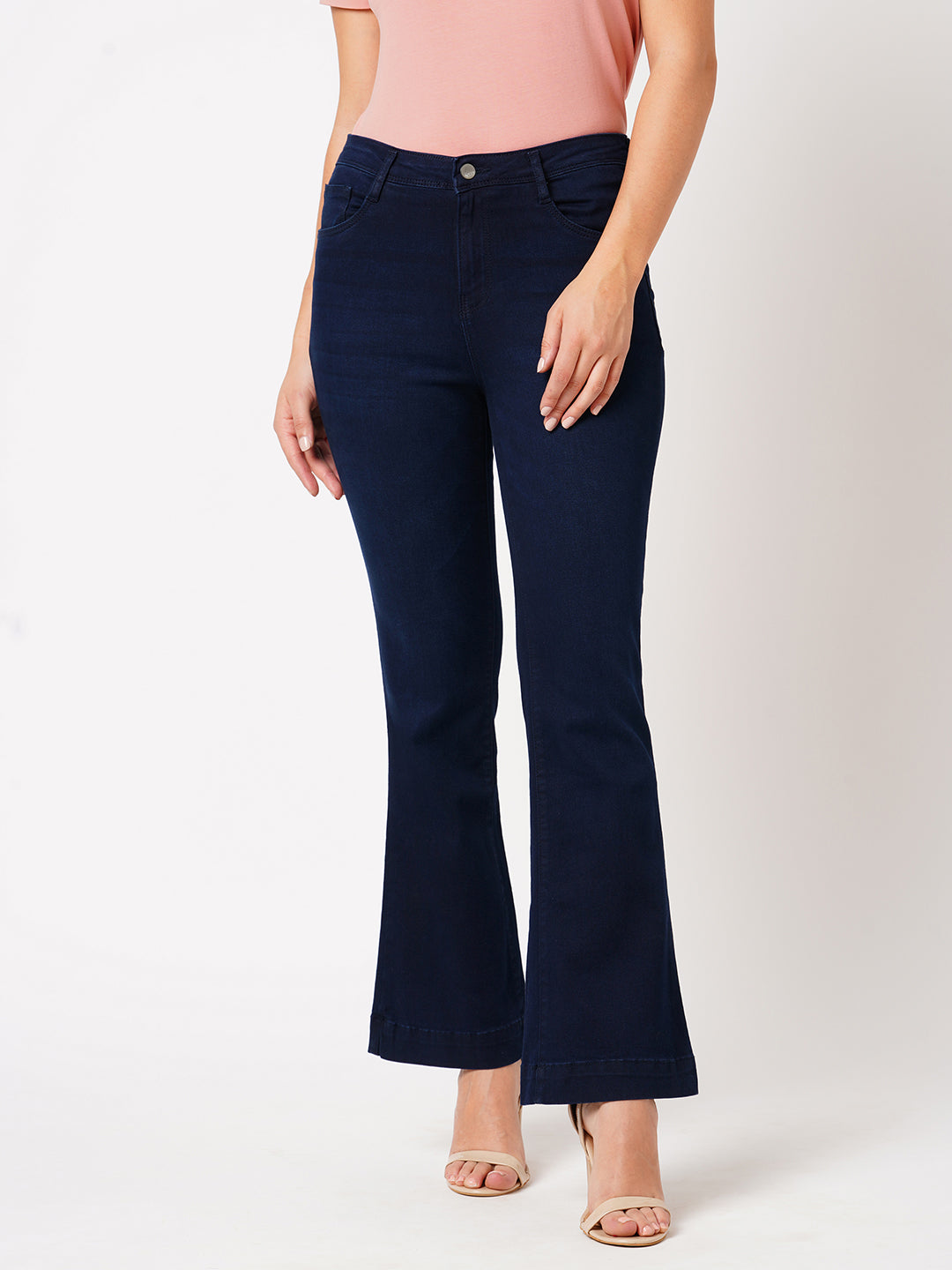 Women Dark Blue High-Rise Flare Jeans