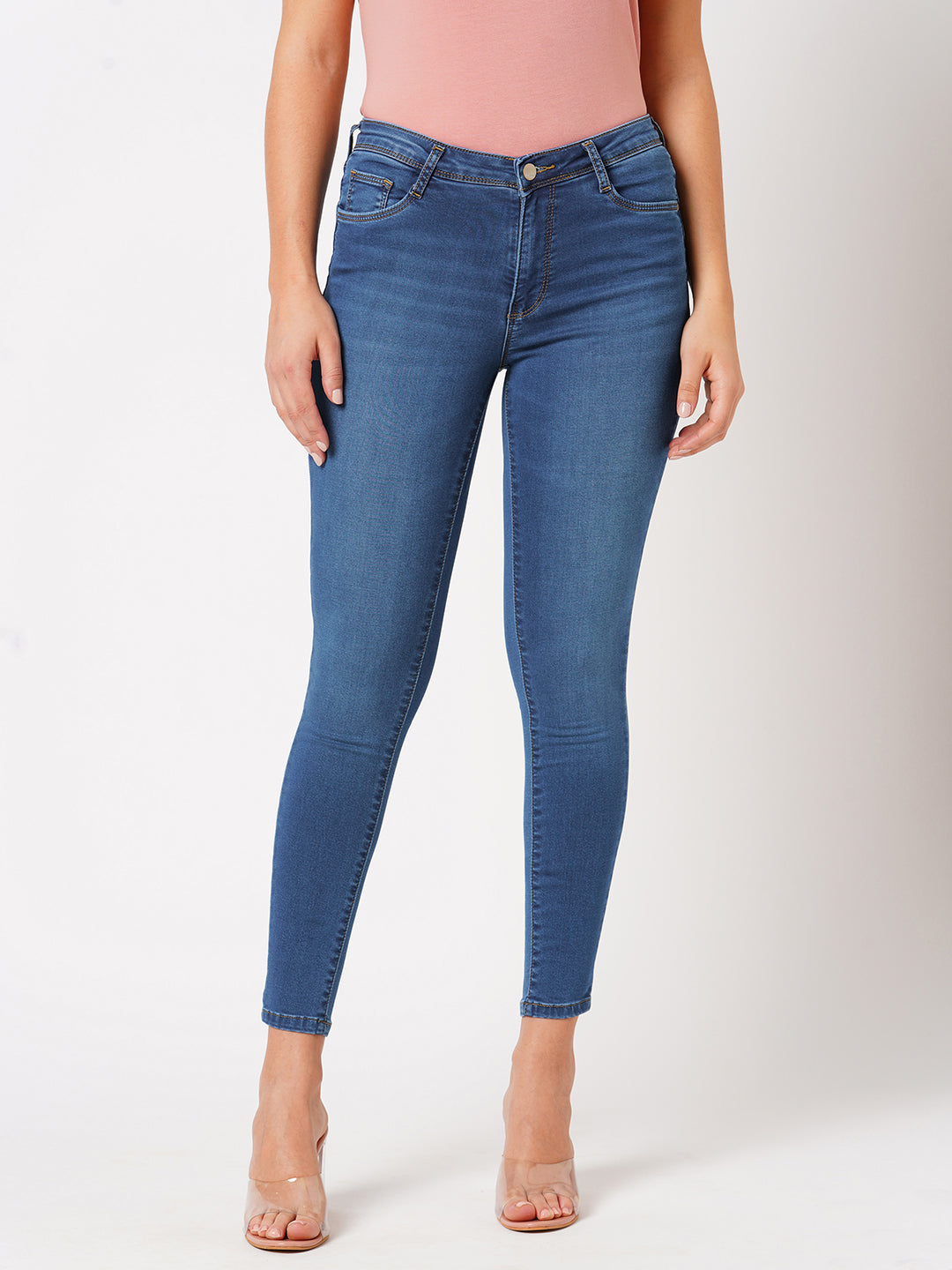 Women Blue High-Rise Skinny Jeans