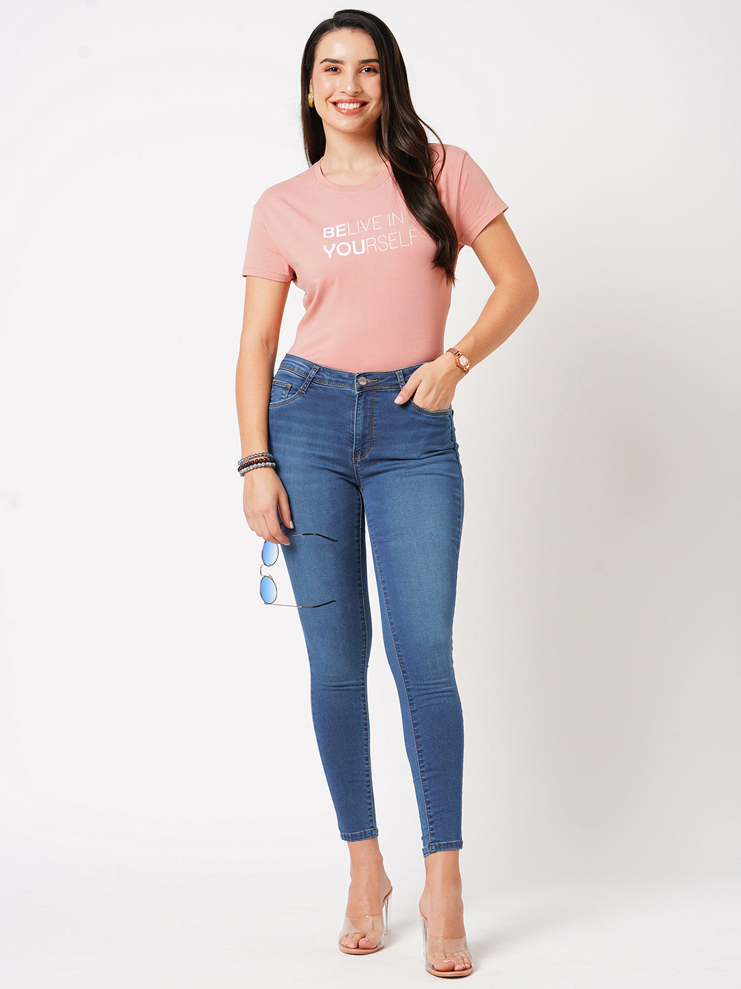 Women Blue High-Rise Skinny Jeans