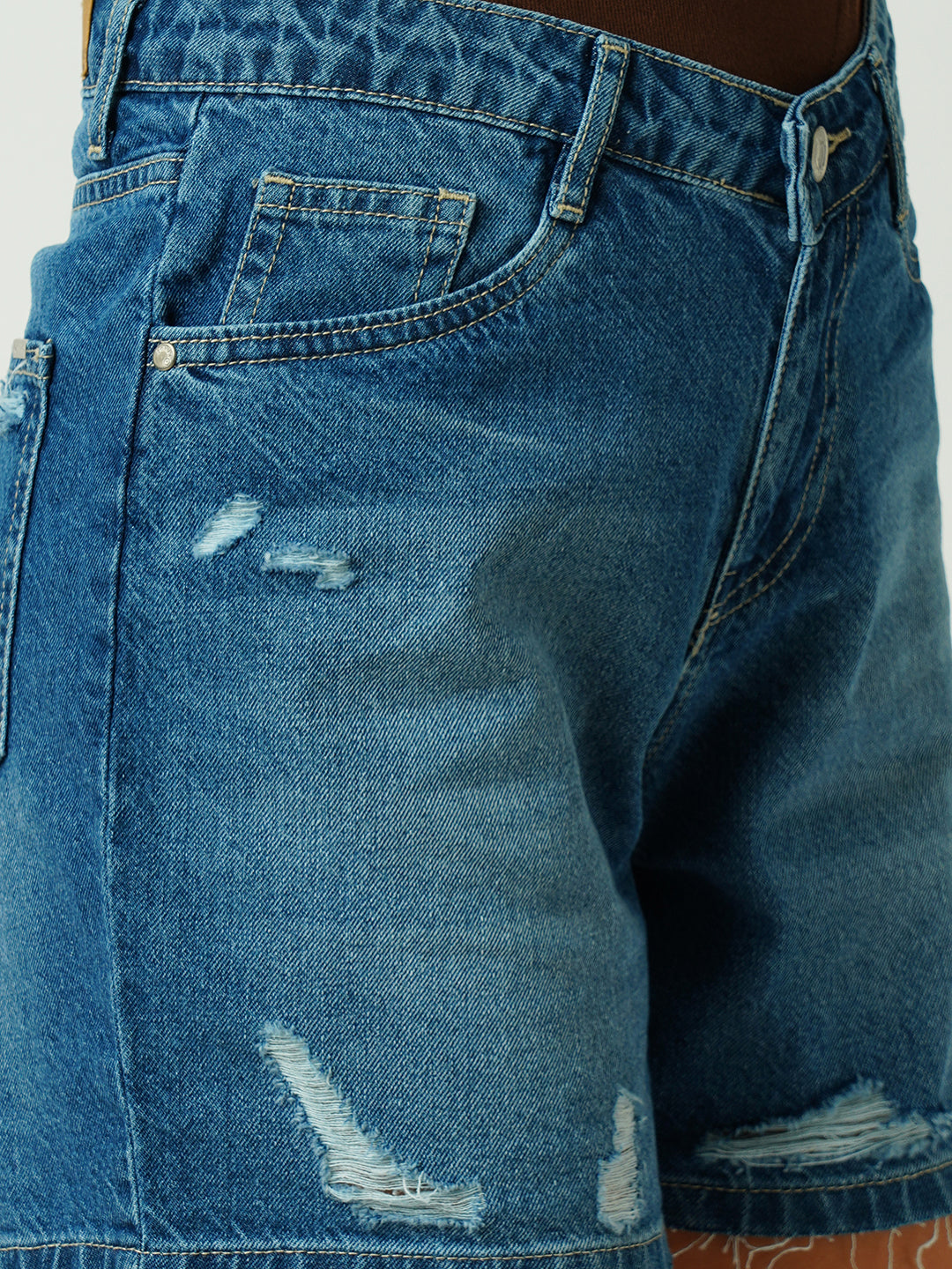 Women Blue High-Rise Slim Shorts