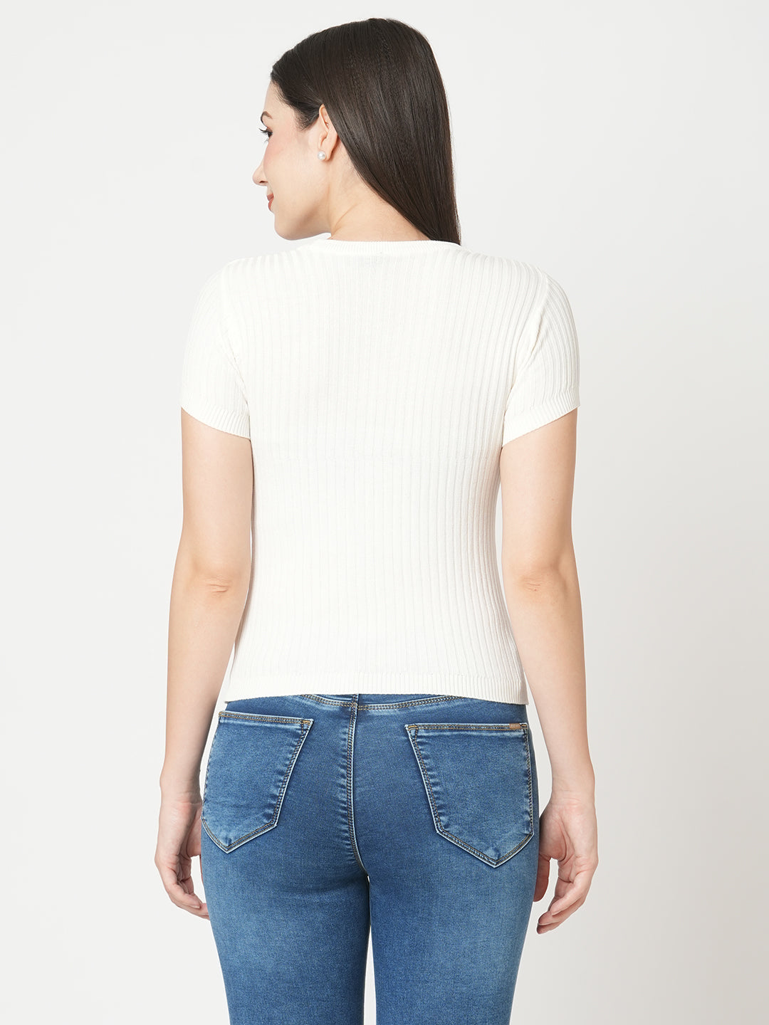 Women White Flat Knit Top