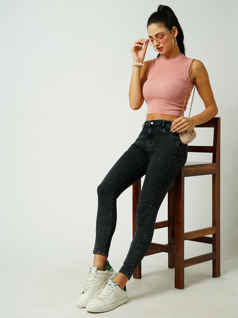 Women Black High Rise Skinny Jeans
