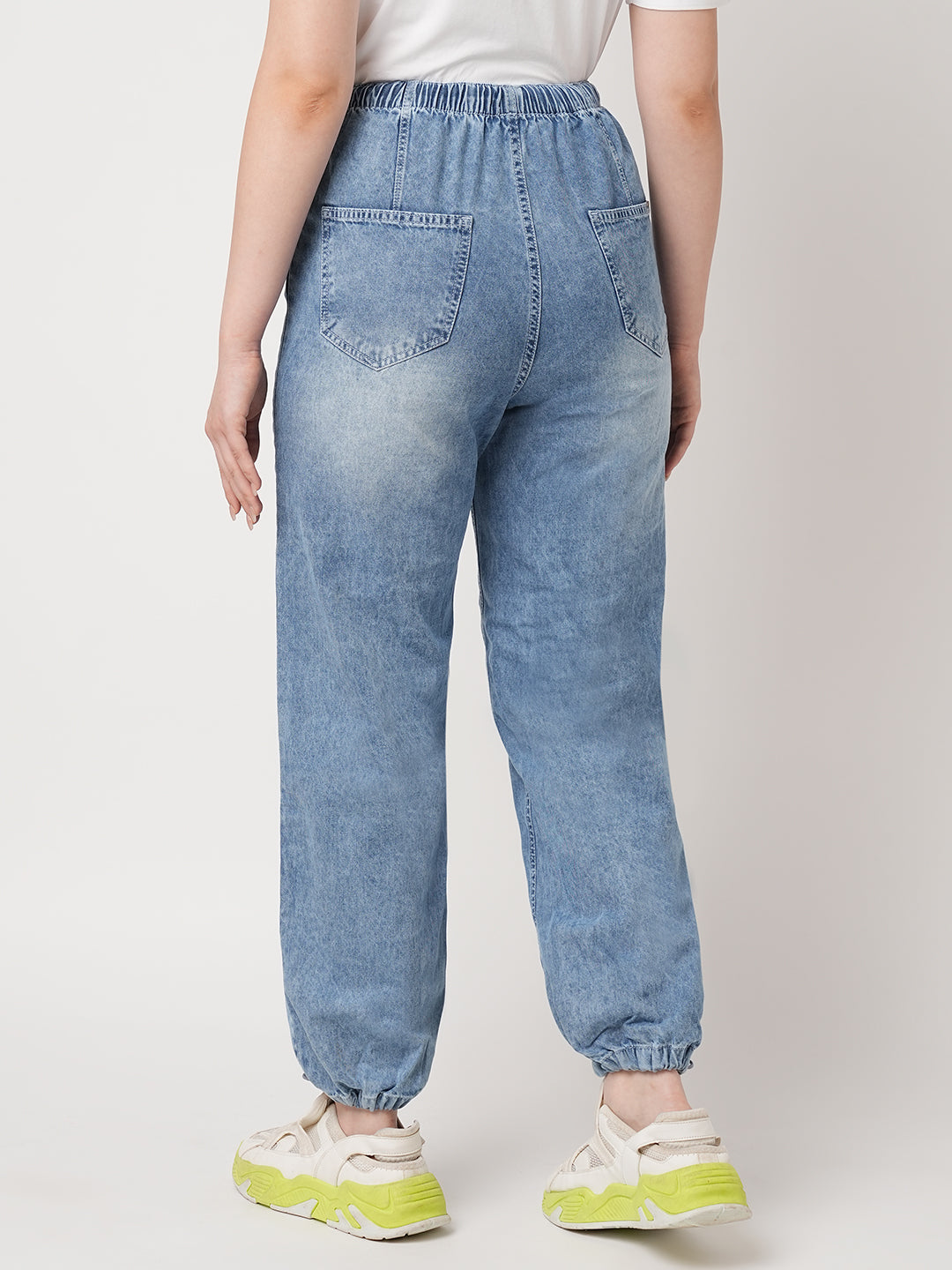 Women Light Blue Parachute Fit Jeans