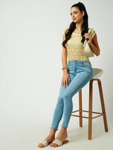 Women Mid Blue High Rise Skinny Jeans