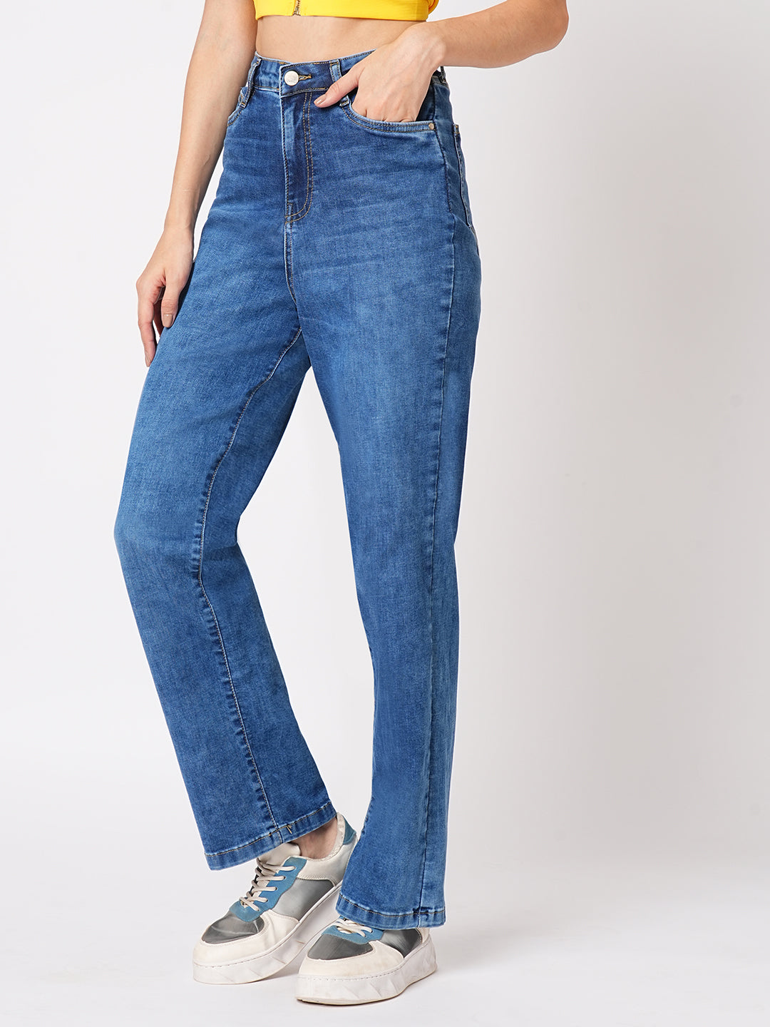 Women High-Rise Loose Straight Fit Jeans