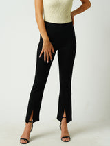 Women Black High Rise Flared Treggings