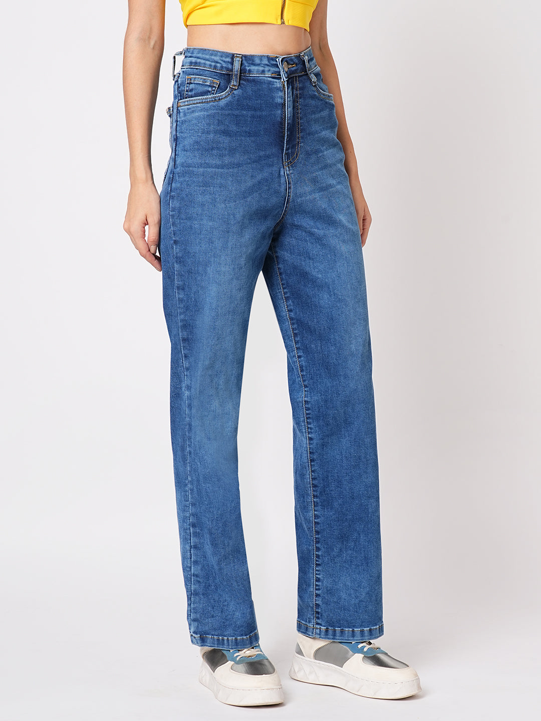 Women High-Rise Loose Straight Fit Jeans