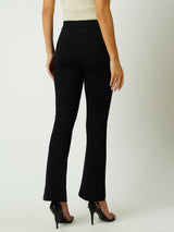Women Black High Rise Flared Treggings